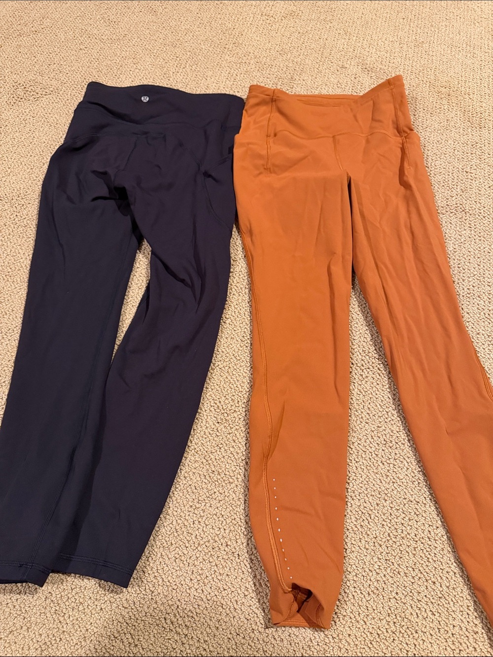 lululemon athletica Black and Rust Orange Leggings Duo